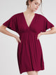 WDR 1338 Women's Airy Short Sleeve Kimono Style Deep V Neck Dress Top