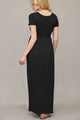 WDR2284 Womens Short Sleeve Loose Plain Casual Long Maxi Dresses with Pockets