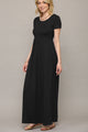 WDR2284 Womens Short Sleeve Loose Plain Casual Long Maxi Dresses with Pockets