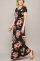 WDR2284 Womens Short Sleeve Loose Plain Casual Long Maxi Dresses with Pockets