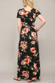 WDR2284 Womens Short Sleeve Loose Plain Casual Long Maxi Dresses with Pockets