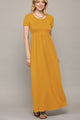 WDR2284 Womens Short Sleeve Loose Plain Casual Long Maxi Dresses with Pockets