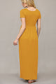 WDR2284 Womens Short Sleeve Loose Plain Casual Long Maxi Dresses with Pockets