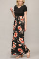 WDR2284 Womens Short Sleeve Loose Plain Casual Long Maxi Dresses with Pockets