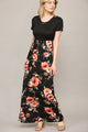 WDR2284 Womens Short Sleeve Loose Plain Casual Long Maxi Dresses with Pockets