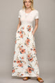 WDR2284 Womens Short Sleeve Loose Plain Casual Long Maxi Dresses with Pockets