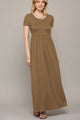 WDR2284 Womens Short Sleeve Loose Plain Casual Long Maxi Dresses with Pockets