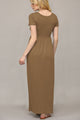 WDR2284 Womens Short Sleeve Loose Plain Casual Long Maxi Dresses with Pockets