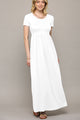 WDR2284 Womens Short Sleeve Loose Plain Casual Long Maxi Dresses with Pockets