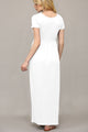 WDR2284 Womens Short Sleeve Loose Plain Casual Long Maxi Dresses with Pockets