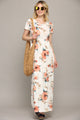 WDR2284 Womens Short Sleeve Loose Plain Casual Long Maxi Dresses with Pockets