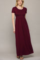 WDR2284 Womens Short Sleeve Loose Plain Casual Long Maxi Dresses with Pockets