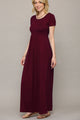 WDR2284 Womens Short Sleeve Loose Plain Casual Long Maxi Dresses with Pockets