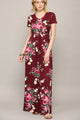 WDR2284 Womens Short Sleeve Loose Plain Casual Long Maxi Dresses with Pockets