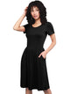 WDR2304  Women's Comfy Casual Short Sleeve Flowy Dresses Loose Plain Dress with Pockets