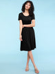 WDR2304  Women's Comfy Casual Short Sleeve Flowy Dresses Loose Plain Dress with Pockets