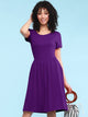 WDR2304  Women's Comfy Casual Short Sleeve Flowy Dresses Loose Plain Dress with Pockets