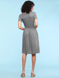 WDR2304  Women's Comfy Casual Short Sleeve Flowy Dresses Loose Plain Dress with Pockets