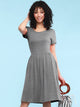 WDR2304  Women's Comfy Casual Short Sleeve Flowy Dresses Loose Plain Dress with Pockets