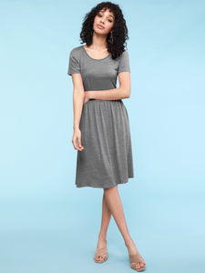 WDR2304  Women's Comfy Casual Short Sleeve Flowy Dresses Loose Plain Dress with Pockets