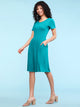 WDR2304  Women's Comfy Casual Short Sleeve Flowy Dresses Loose Plain Dress with Pockets