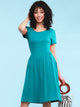 WDR2304  Women's Comfy Casual Short Sleeve Flowy Dresses Loose Plain Dress with Pockets