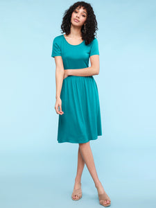 WDR2304  Women's Comfy Casual Short Sleeve Flowy Dresses Loose Plain Dress with Pockets