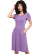 WDR2304  Women's Comfy Casual Short Sleeve Flowy Dresses Loose Plain Dress with Pockets