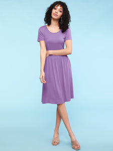 WDR2304  Women's Comfy Casual Short Sleeve Flowy Dresses Loose Plain Dress with Pockets