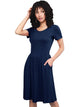 WDR2304  Women's Comfy Casual Short Sleeve Flowy Dresses Loose Plain Dress with Pockets