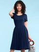 WDR2304  Women's Comfy Casual Short Sleeve Flowy Dresses Loose Plain Dress with Pockets
