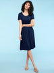 WDR2304  Women's Comfy Casual Short Sleeve Flowy Dresses Loose Plain Dress with Pockets