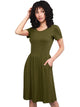 WDR2304  Women's Comfy Casual Short Sleeve Flowy Dresses Loose Plain Dress with Pockets