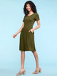 WDR2304  Women's Comfy Casual Short Sleeve Flowy Dresses Loose Plain Dress with Pockets
