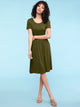 WDR2304  Women's Comfy Casual Short Sleeve Flowy Dresses Loose Plain Dress with Pockets