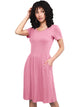 WDR2304  Women's Comfy Casual Short Sleeve Flowy Dresses Loose Plain Dress with Pockets