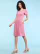 WDR2304  Women's Comfy Casual Short Sleeve Flowy Dresses Loose Plain Dress with Pockets