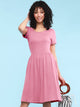 WDR2304  Women's Comfy Casual Short Sleeve Flowy Dresses Loose Plain Dress with Pockets