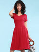 WDR2304  Women's Comfy Casual Short Sleeve Flowy Dresses Loose Plain Dress with Pockets