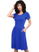 WDR2304  Women's Comfy Casual Short Sleeve Flowy Dresses Loose Plain Dress with Pockets