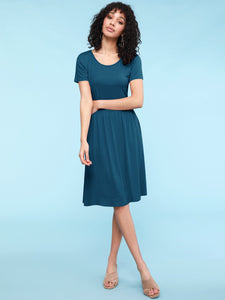 WDR2304  Women's Comfy Casual Short Sleeve Flowy Dresses Loose Plain Dress with Pockets