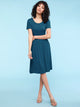 WDR2304  Women's Comfy Casual Short Sleeve Flowy Dresses Loose Plain Dress with Pockets