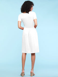 WDR2304  Women's Comfy Casual Short Sleeve Flowy Dresses Loose Plain Dress with Pockets