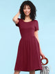 WDR2304  Women's Comfy Casual Short Sleeve Flowy Dresses Loose Plain Dress with Pockets