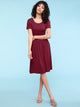 WDR2304  Women's Comfy Casual Short Sleeve Flowy Dresses Loose Plain Dress with Pockets
