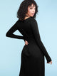 WDR2305 Women's Comfy Casual Long Sleeve Flowy Dresses Loose Plain Dress with Pockets