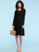 WDR2305 Women's Comfy Casual Long Sleeve Flowy Dresses Loose Plain Dress with Pockets