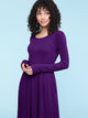 WDR2305 Women's Comfy Casual Long Sleeve Flowy Dresses Loose Plain Dress with Pockets