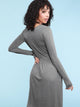 WDR2305 Women's Comfy Casual Long Sleeve Flowy Dresses Loose Plain Dress with Pockets
