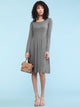 WDR2305 Women's Comfy Casual Long Sleeve Flowy Dresses Loose Plain Dress with Pockets